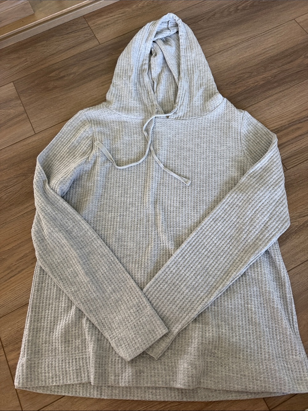 LOFT Light Gray Waffle-Knit Hoodie
